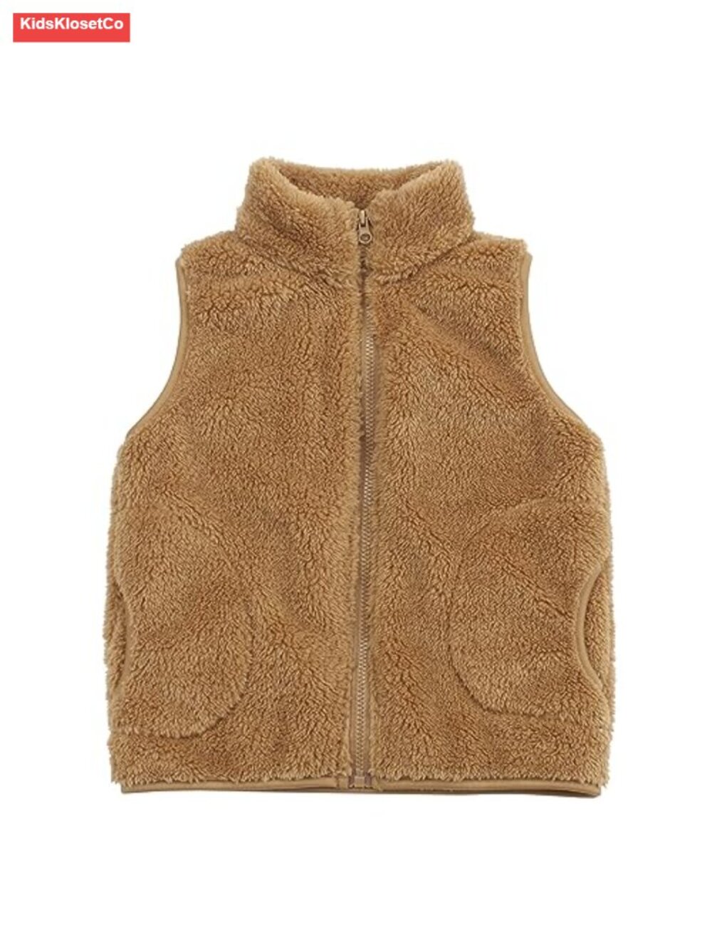 Girls Boys Sherpa Fleece Vest Lightweight Zipper Pockets Outerwear Kids - Picture 1 of 5